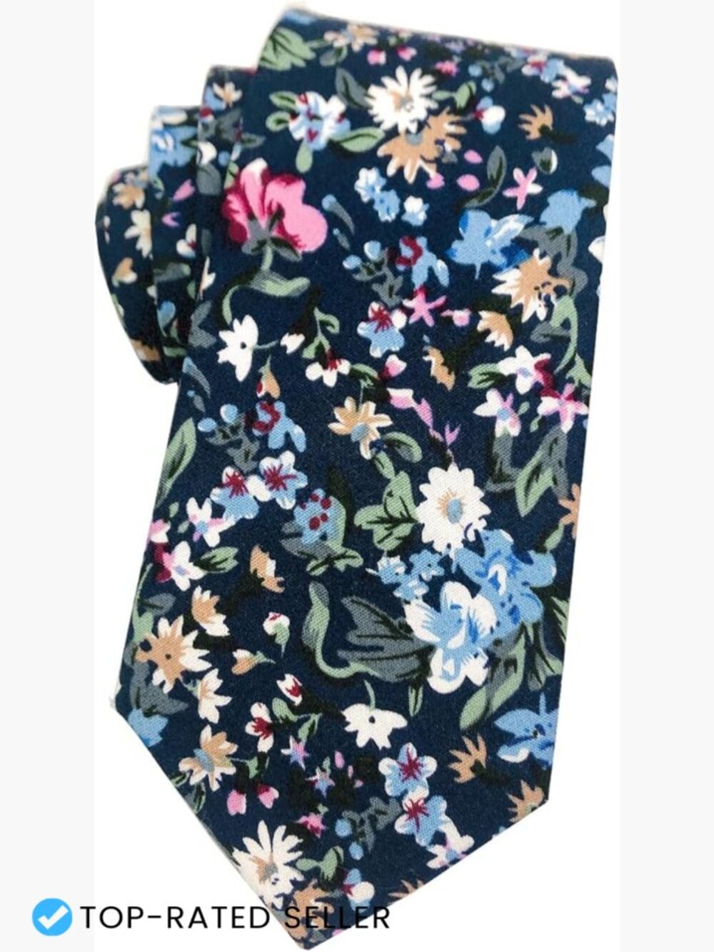 Cotton Floral Skinny Tie Retro Classic Elegant Formal Mens Accessory